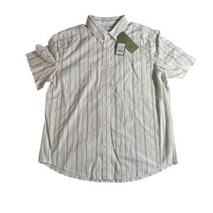 Goodfellow & Co Mens Short Sleeve Poplin Shirt Blue Stripe Standard Fit Size L